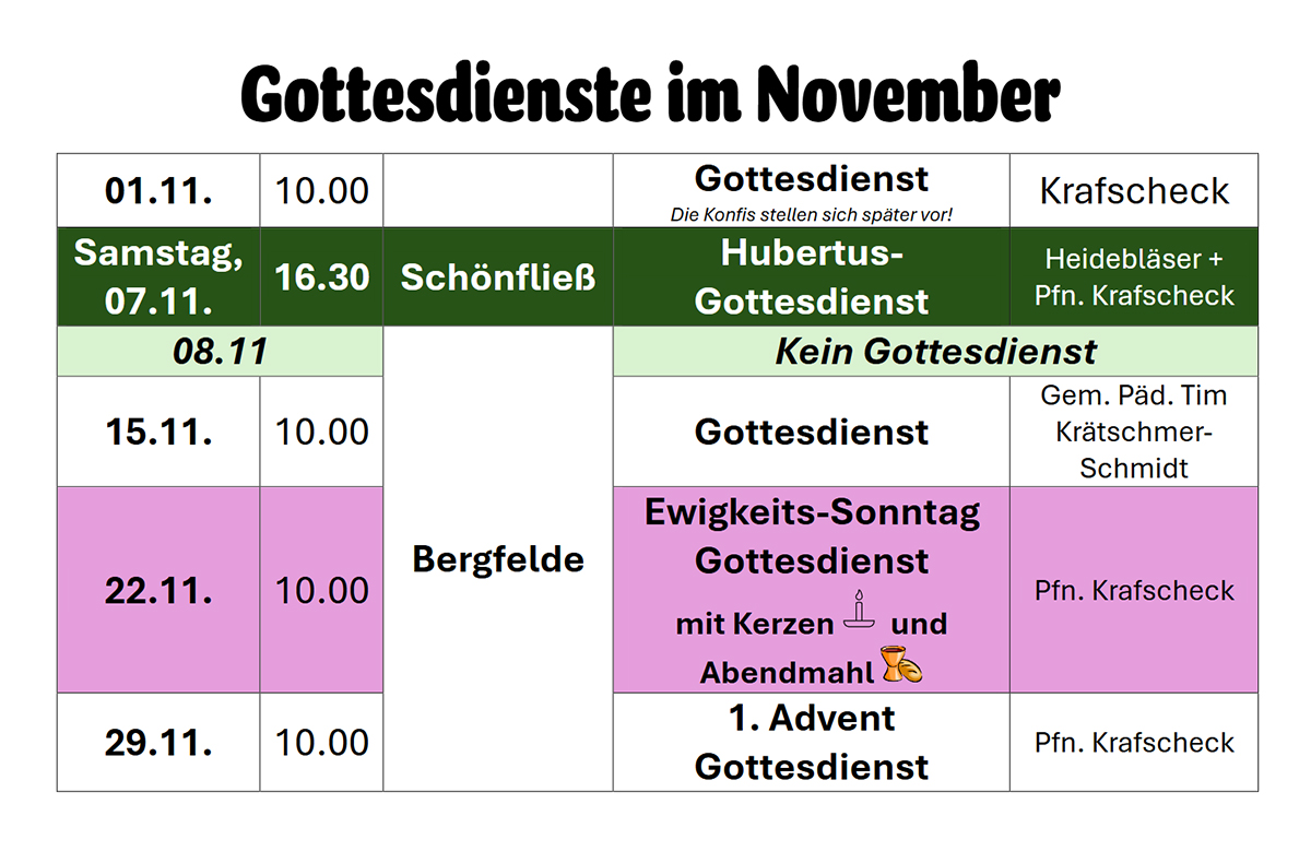 Gottesdienste im August