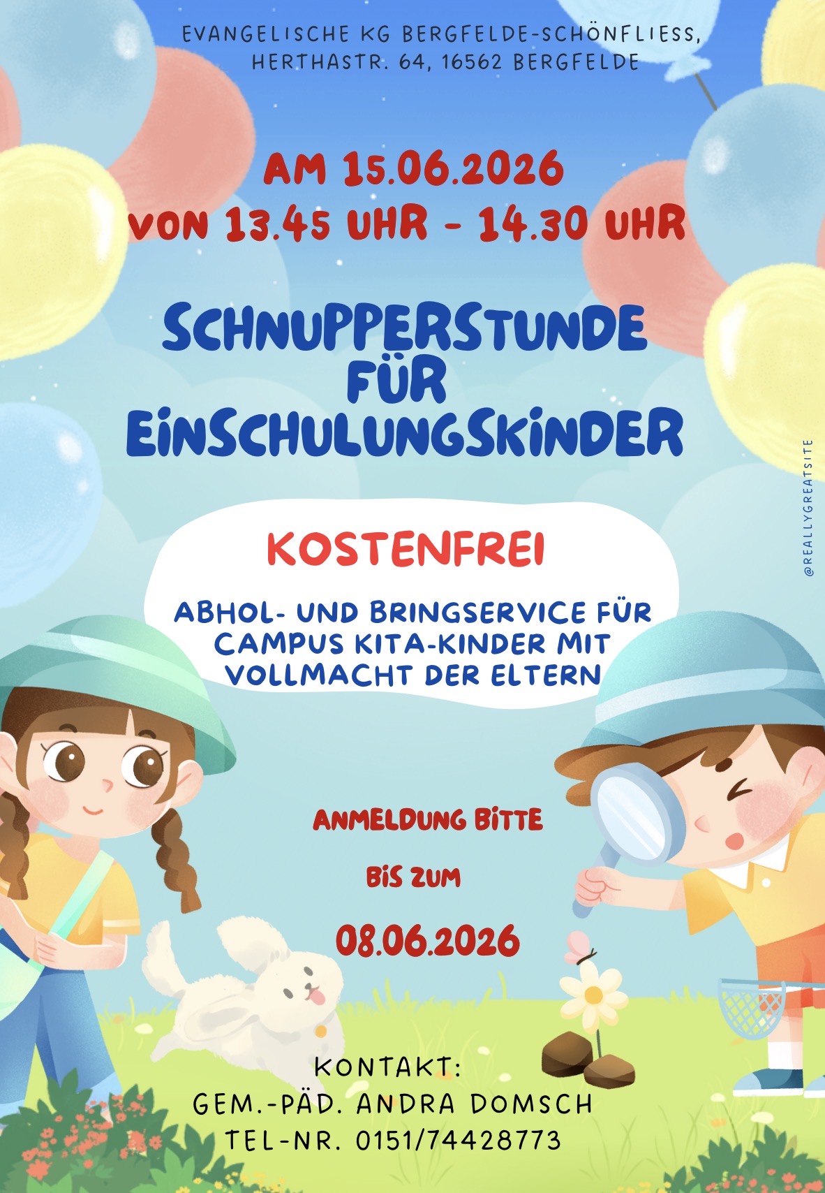 Plakat Schnupperstunde Christenlehre